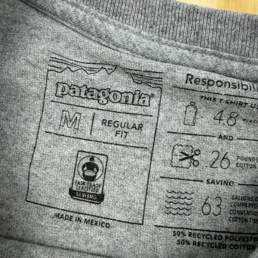 Patagonia Mens Responsibili-Tee Long Sleeve Gray Graphic T-Shirt Regular Fit M - Picture 5 of 6